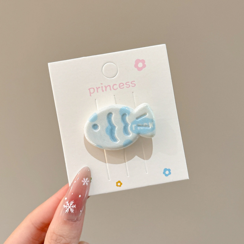 Crema rosa a cuadrícula pequeña pinza para el cabello de pez dulce polivalente chica adorable pinza lateral pinza para el cabello adorno nuevo clip