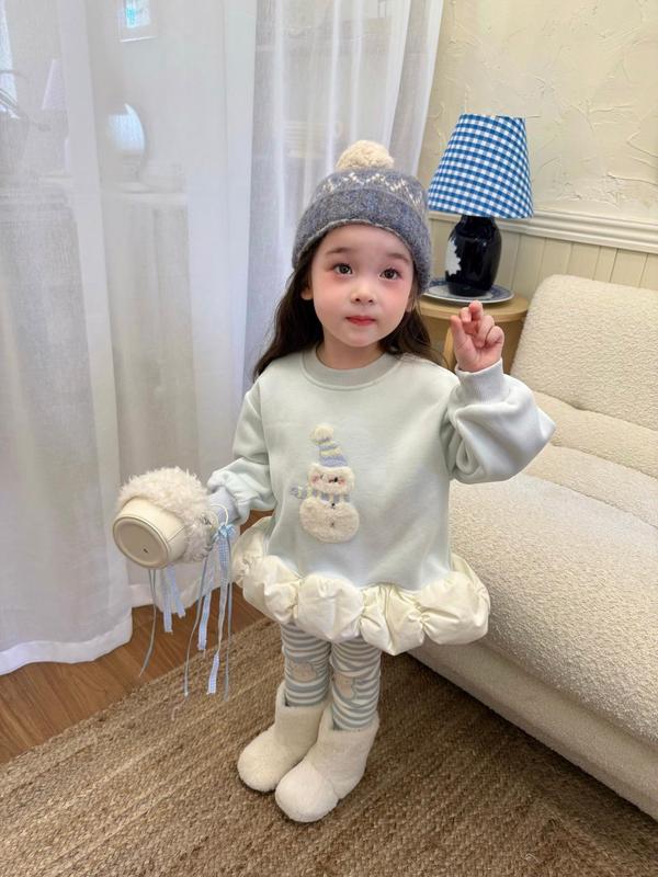 女童童套装2025秋冬新款加绒卡通卫衣女宝宝条纹打底裤童套装批发|undefined