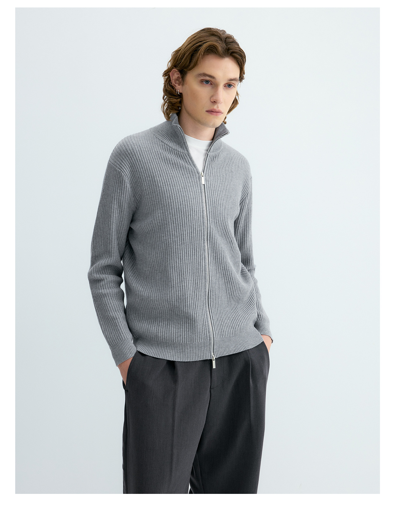 UNF Ribbed Knit Zip-Up Cardigan