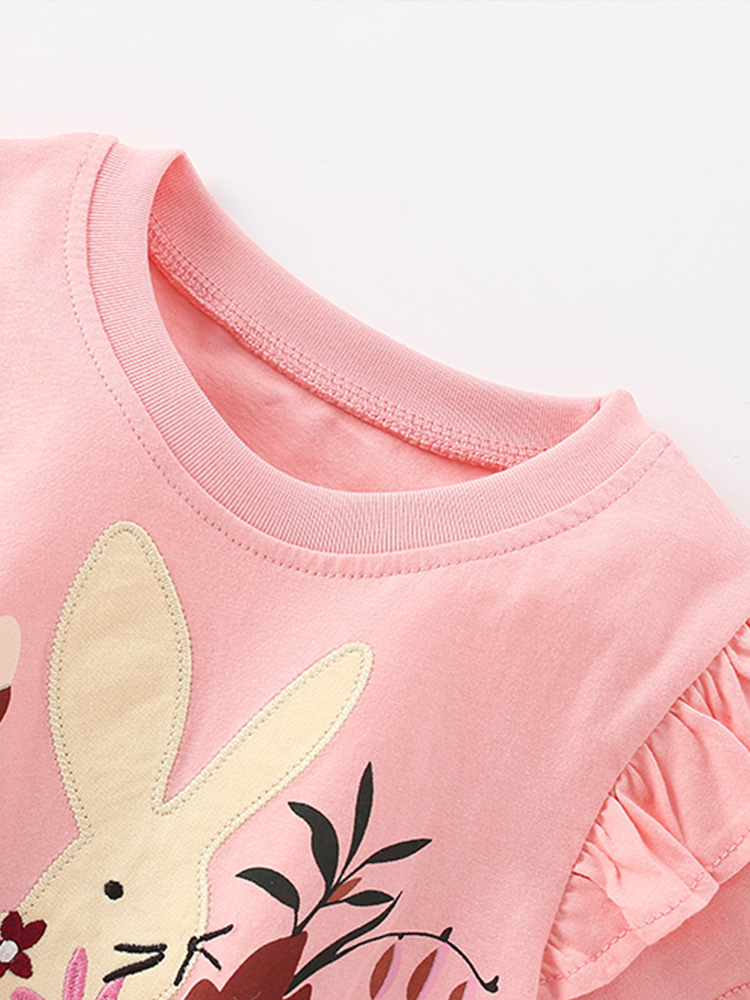 Camiseta de niña malwee transfronteriza verano nuevo estilo europeo y americano niños pequeños y medianos cuello redondo manga corta estilo occidental camiseta de niña