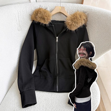 卫衣毛领加绒外套女款秋冬季2025新款韩系穿搭小个子修身收腰保暖