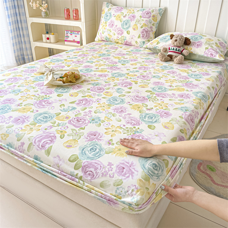 2025 nueva cama de algodón 100 cubierta de cama de algodón puro cubierta de colchón de dibujos animados cubierta de cama para niños cama individual 2