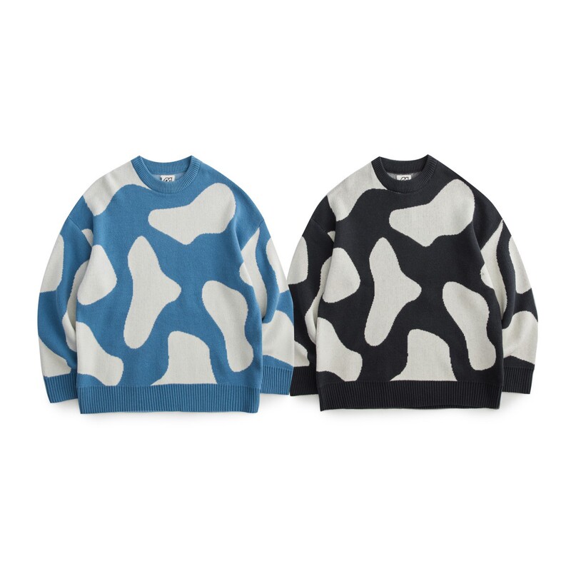 Ruiienrs X Adam Freak 2025 Winter New Blue Sky and White Clouds Crew Neck Sweater F111