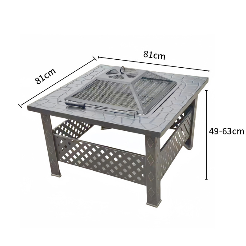 Horno de barbacoa de alto nivel de patio, mesa de barbacoa móvil, parrilla de barbacoa interior, horno de cocción de té, conjunto de horno de fuego doméstico