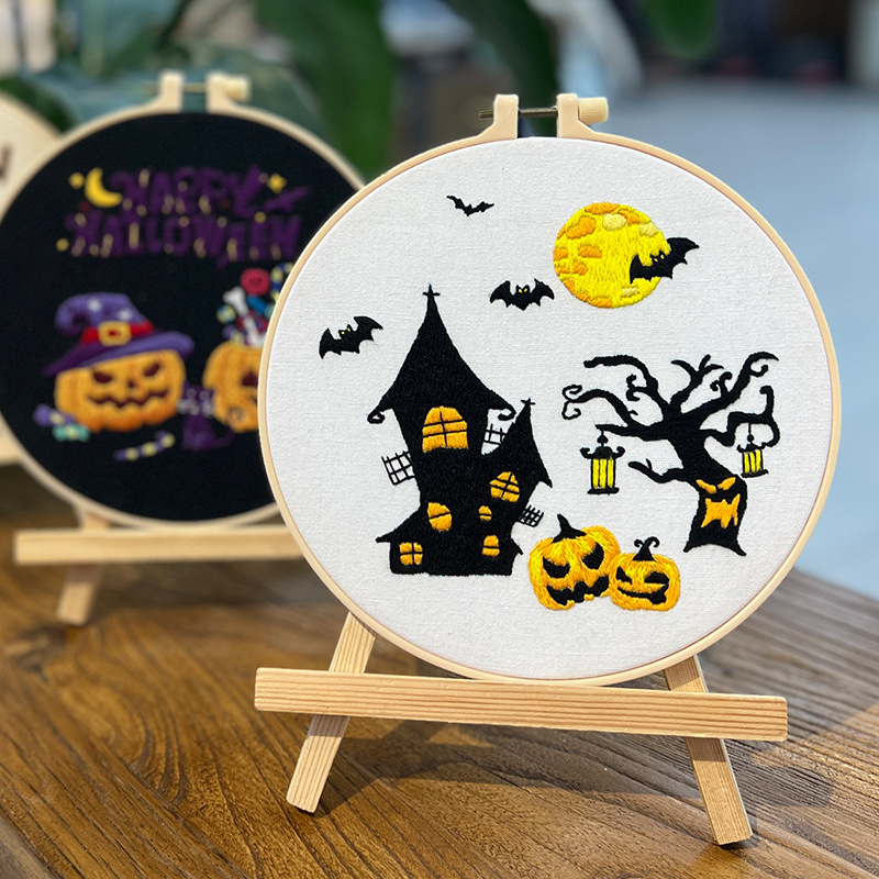 Lu Xiu bordado hecho a mano paquete de material DIY calabaza de Halloween colgando pintura regalo creativo de los niños transfronteriza Inglés pintura colgante