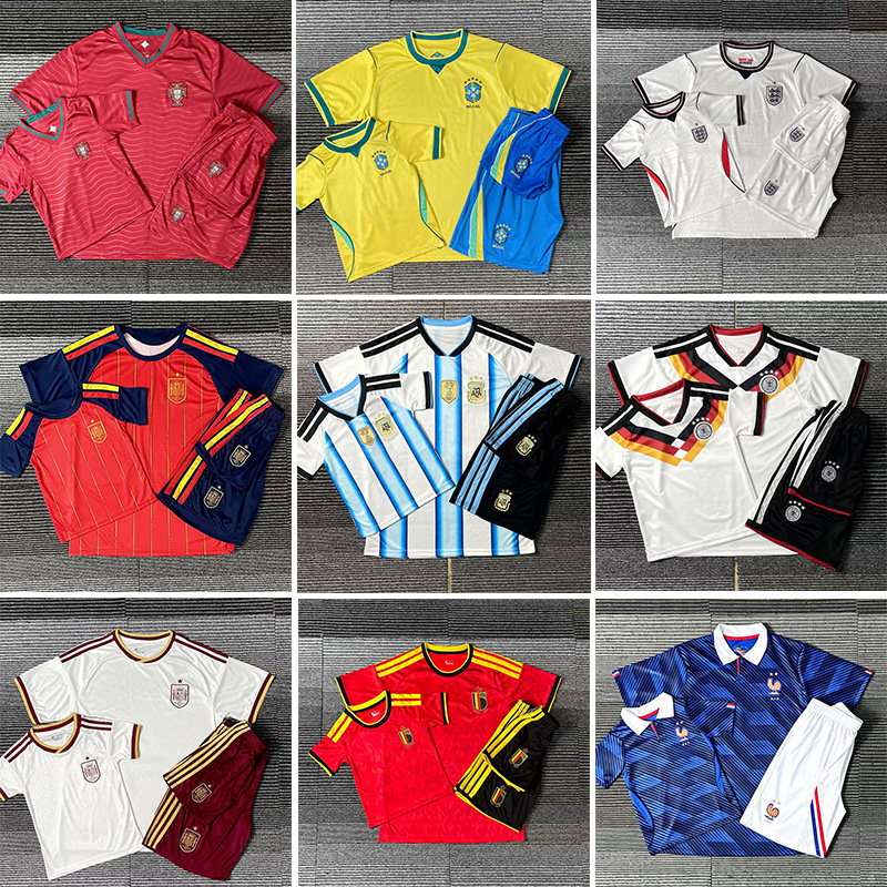 2026 World Cup Football Uniforms National Team Argentina Brazil France Portugal Short-Sleeved Jersey Set Customized for Men