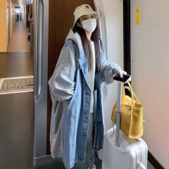 盐系炸街休闲工装加绒牛仔仿羊羔毛外套秋冬百搭韩版宽松加厚上衣