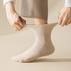 諸暨襪子男襪秋冬季拉毛加厚中筒運動襪批發純色棉襪羽毛球毛巾襪