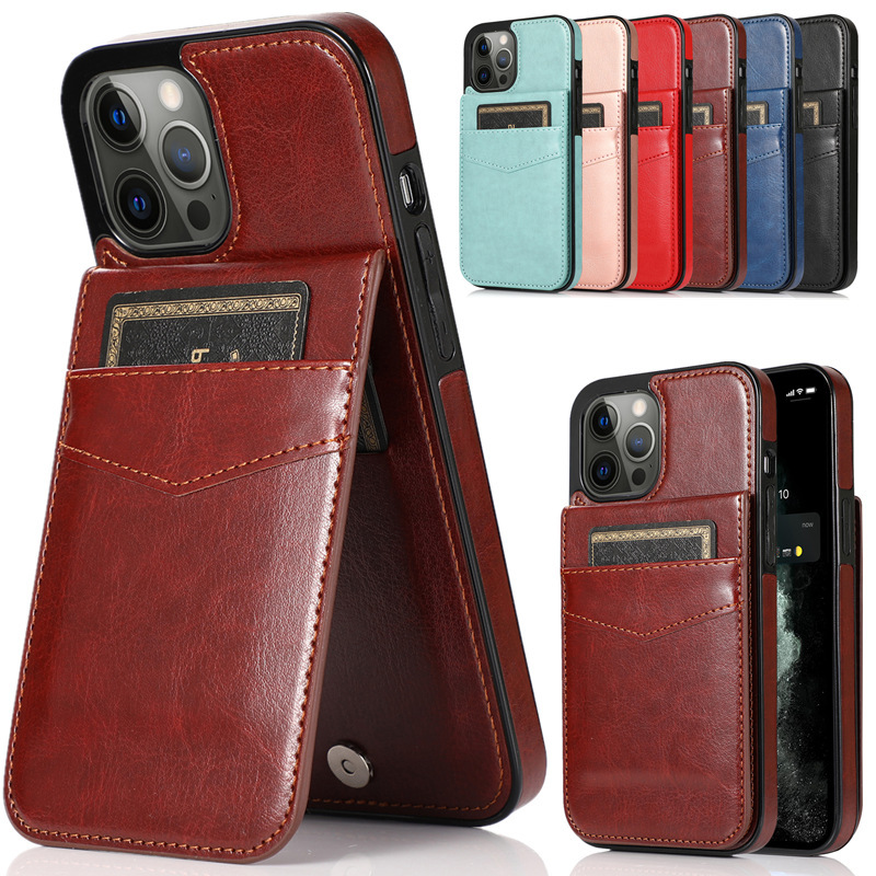 Cross-Border Iphone17Pro Max Card-Insertable Protective Case Suitable for Apple 16E Mobile Phone Leather Case 14 Mobile Phone Case Factory