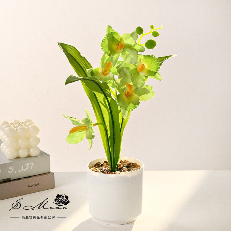 Flores falsas estilo pastoral Xiaozhen orchid bonsai flor de simulación de moda decoración creativa plantación verde artificial simulación maceta image 3