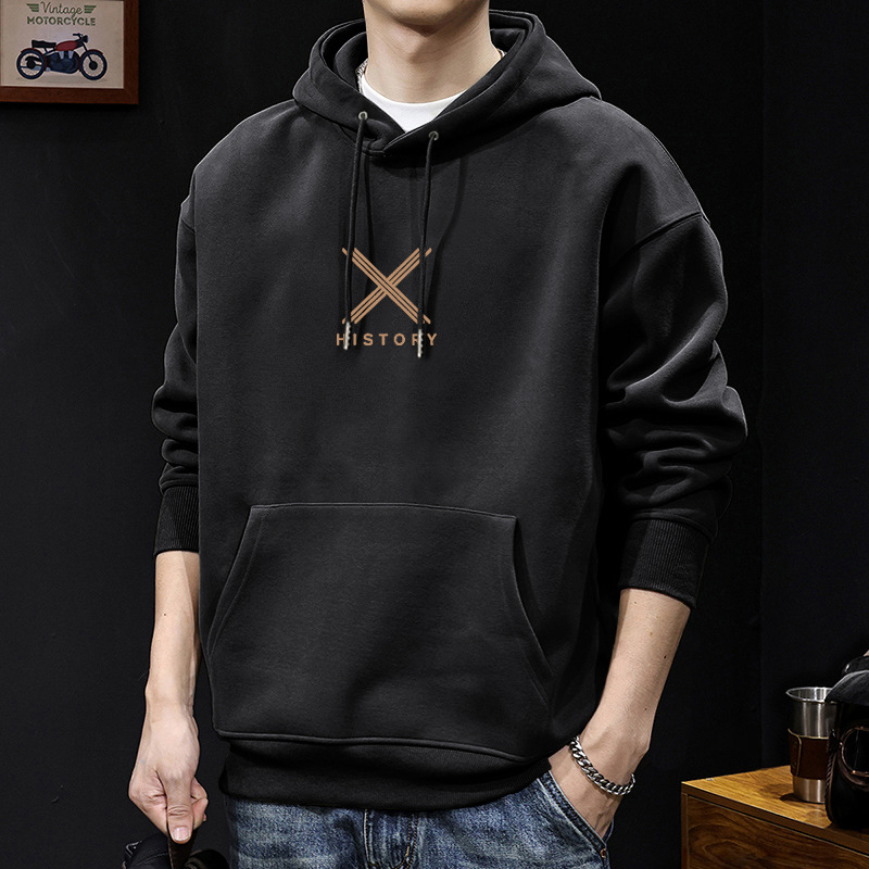 Suéter hombre encapuchado primavera y otoño estilo americano pesado pesado invierno más chaqueta de terciopelo nuevo abrigo de hombre de otoño