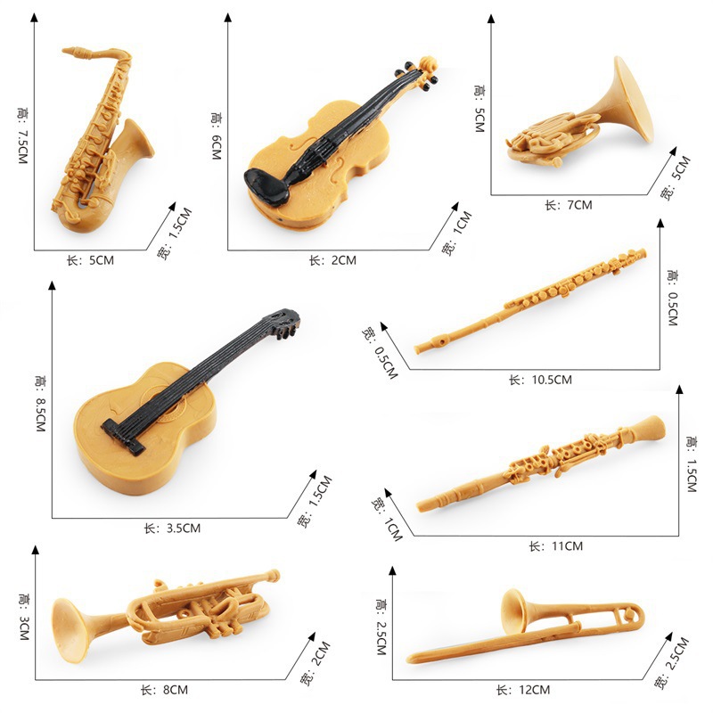 Transfronteriza simulación instrumento musical traje cuerno trombón Clarinete flauta saxofón violín guitarra modelo adornos estáticos