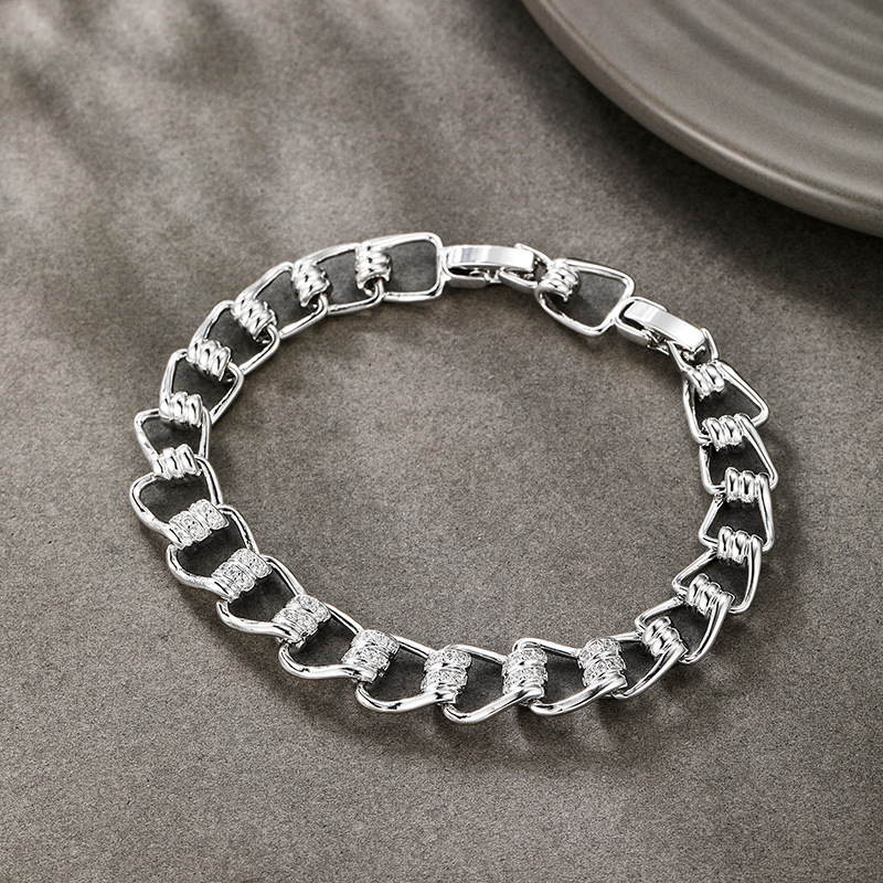 Pulsera Xuping de diseño exclusivo, chapada en aleación blanca, estilo moderno y sencillo para hombre.