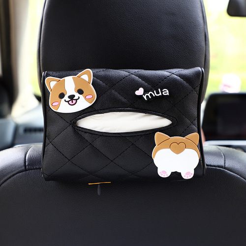 Car interior decoration cartoon hanging tissue box car sun visor armrest box seat back tissue box internet celebrity tissue box