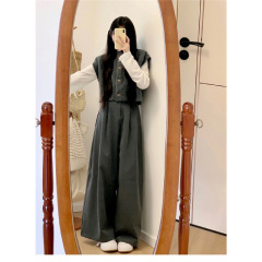 秋装搭配一整套大码胖显瘦恤马甲裤子减龄轻熟穿搭三件套装女