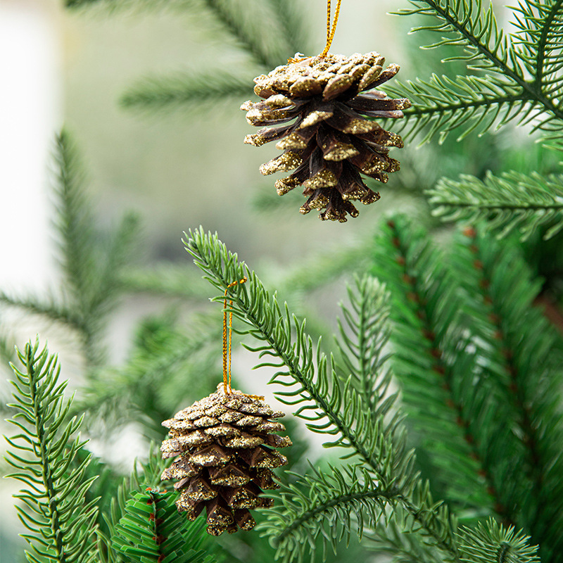 Decoraciones navideñas de piñas, adornos para árboles de Navidad, decoraciones navideñas, adornos colgantes, flores secas al por mayor