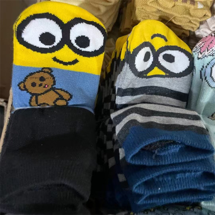 Anime Cartoon Women's Low-Cut Short Minion Funny Straight Socks Trendy Versatile Dry Breathable