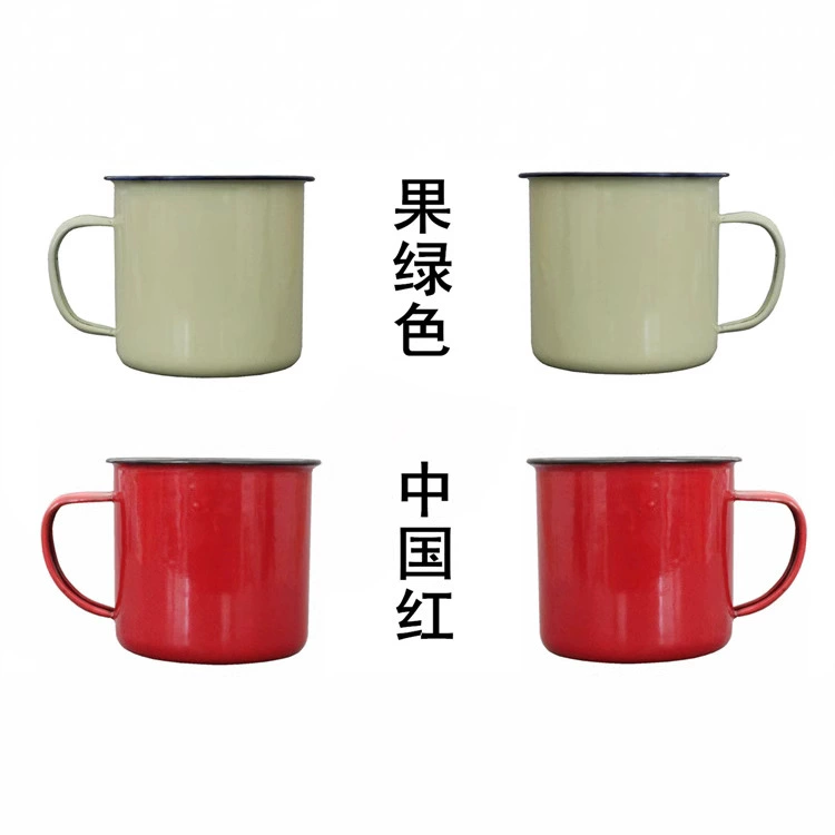 Enamel Iron Tea Mug, Retro Solid Colors, Multiple Capacities 120–1100 ml