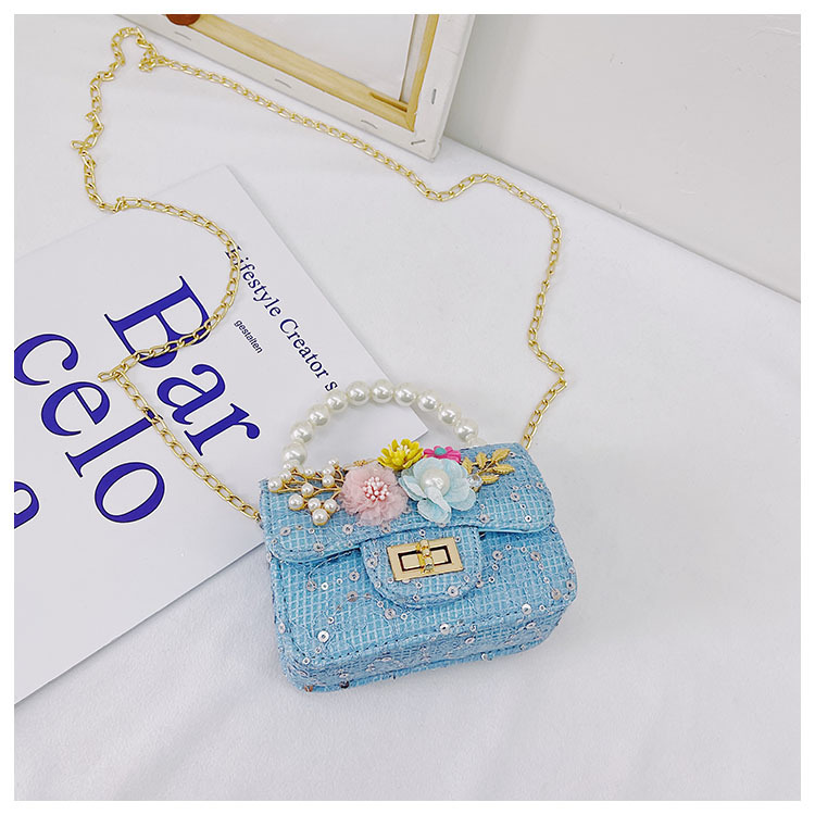 Girl'S Cloth Flower Bow Knot Cute Sequins Pearls Square Lock Clasp Crossbody Bag display picture 58