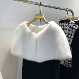 名媛小香风旗袍披肩仿皮草秋冬保暖斗篷披风宴会晚礼服外搭毛披肩