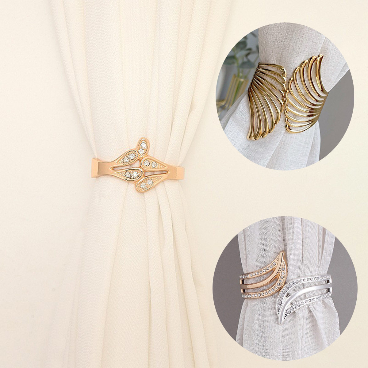 Retro Wing-shaped Metal Curtain Tiebacks No Drill Elegant Style_voghion.com