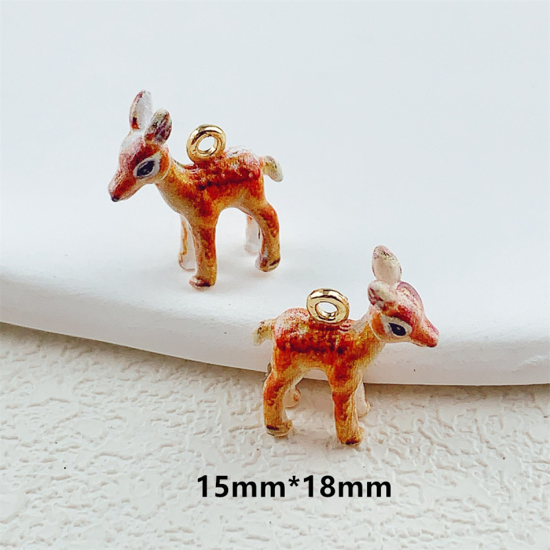 合金滴油立体仿真可爱小熊小鹿吊坠 DIY手工饰品挂件配件材料|undefined
