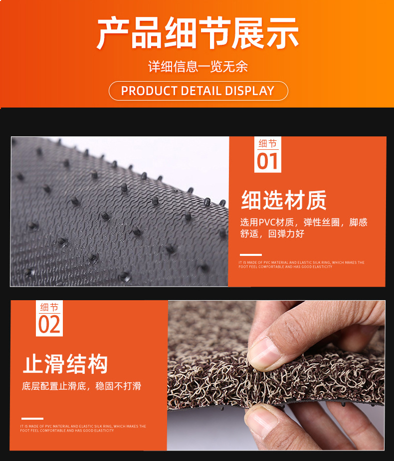 18mm Car Wire Loop Mat Set, Universal Car Mats with Hot-Melt Adhesive Backing, Pvc Non-Slip Entryway Floor Mat