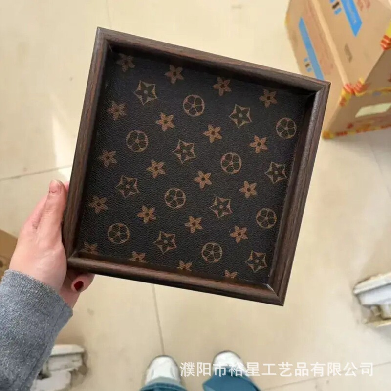 波西米亚风托盘异域客厅桌面收纳首饰收纳玄关家用木质皮革收纳盘|undefined