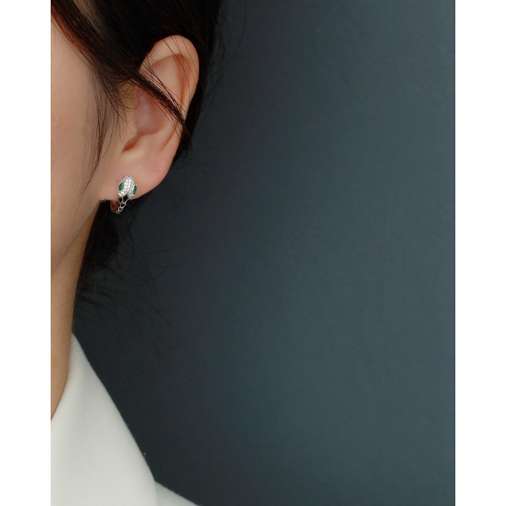 4g Weight 0.03µm Gold Plating Thickness 1 Pair 925 Sterling Silver Rhinestones Geometric Snake Earrings