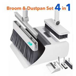 New 4-in-1 Household Broom, Dustpan, and Brush Set Cleaning Tool