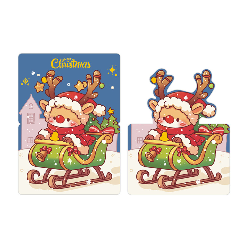 クリスマス立体グリーティングカード平安夜手書き祝福箔押しカード花屋焙煎プレゼント折り畳みカード|undefined
