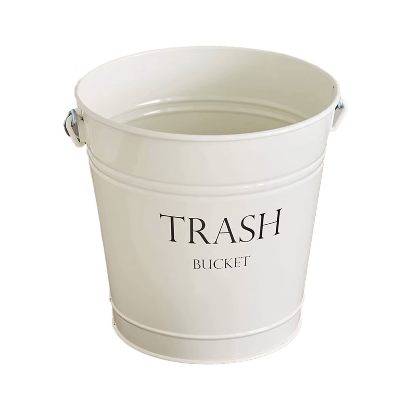 43L Indoor and Outdoor Trash Can European and American Iron Large Trash Can Wholesale Hand-Painted Indoor Iron Storage Box