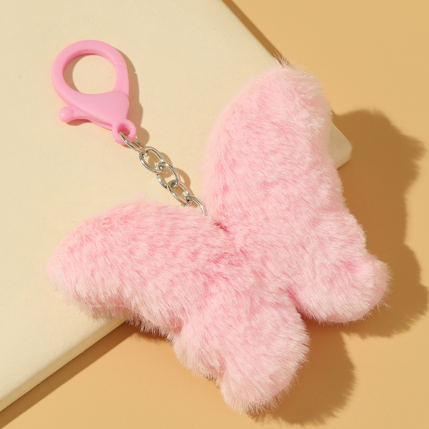 Holiday, Daily Occasion Imitation fur, Plastic Material Butterfly Pattern Cute Butterfly Imitation Fur Plastic Unisex Bag Pendant Keychain