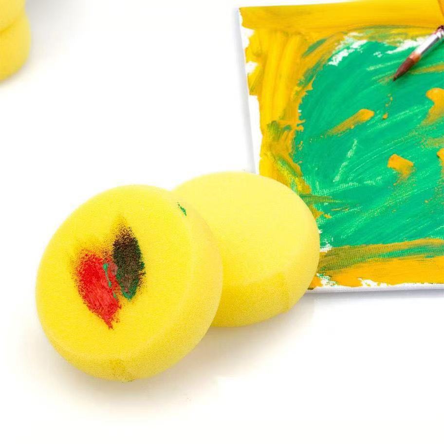 儿童手工美术材料圆形海绵刷绘画涂鸦工具蘑菇头幼儿园海绵棒