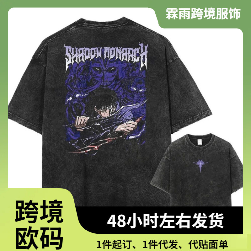 New Arrival Men's Clothing T-Shirt Homme Graphic T-Shirt Men's T-Shirt for Men Ropa Washed Anime Solo