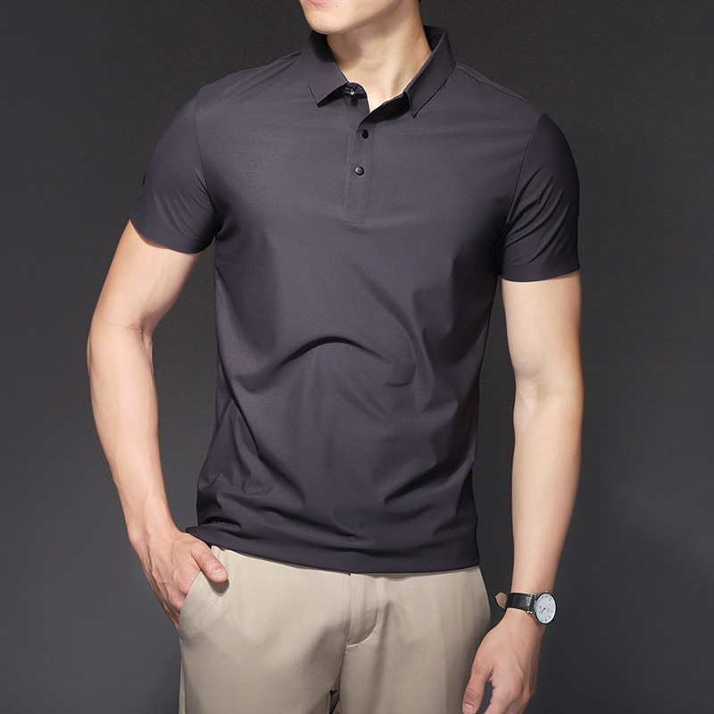 Camiseta de mangas cortas de hielo sin marcas de hombre polo verano 2024 ropa de trabajo de equipo de hombres con solapa de negocios para hombres
