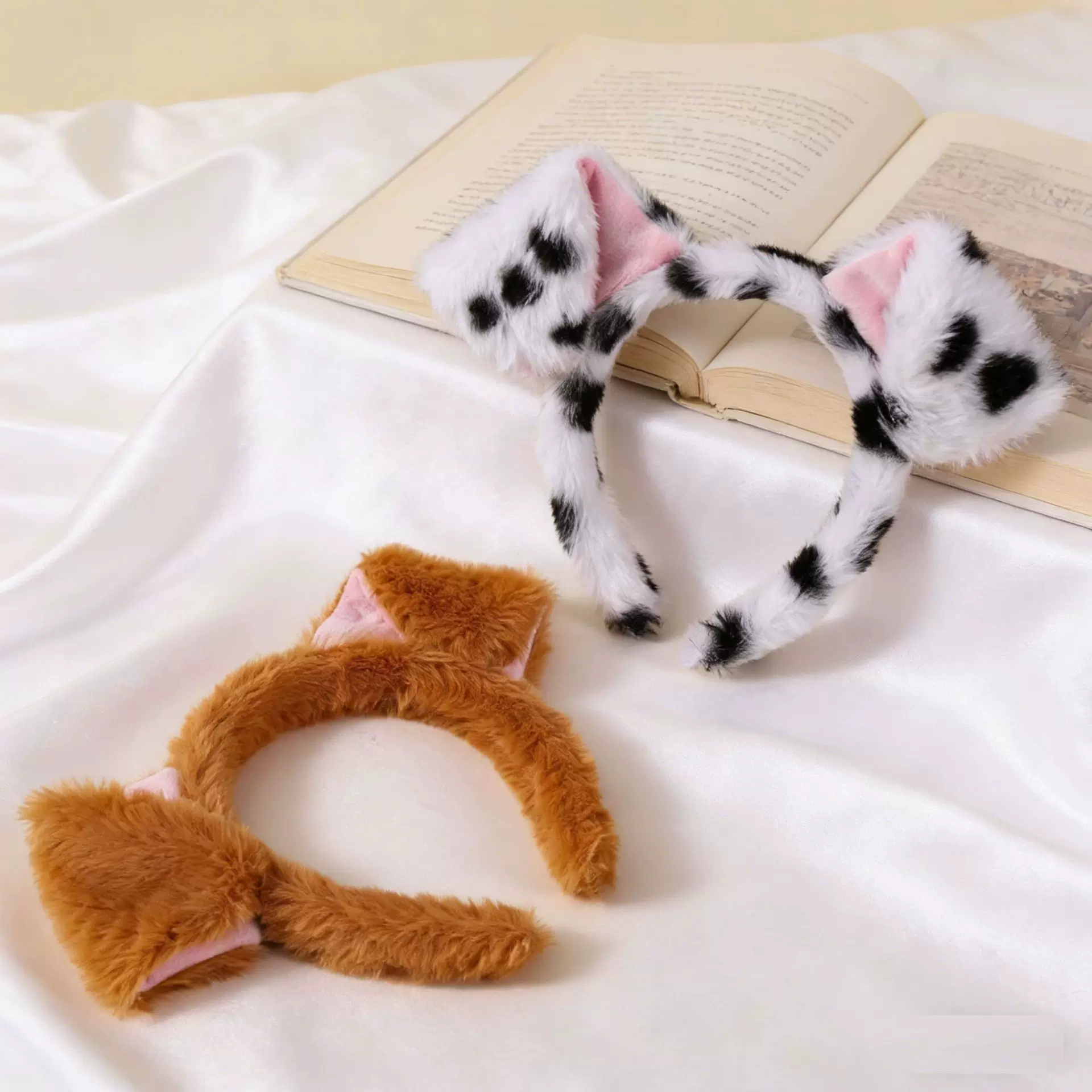 可爱斑点狗耳朵头饰漫展表演犬耳朵发箍手作仿真兽耳发饰发箍批发