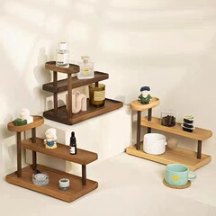 デスクトップ棚家庭用木製香水収納棚実木多層化粧品手作り人形置物整理棚