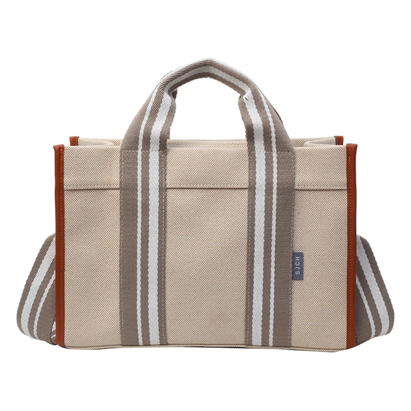 Bolso tote de lona de gran capacidad estilo coreano 2026, de moda, para venta al por mayor transfronteriza, con diseño de bloques de color, para hombro y bandolera