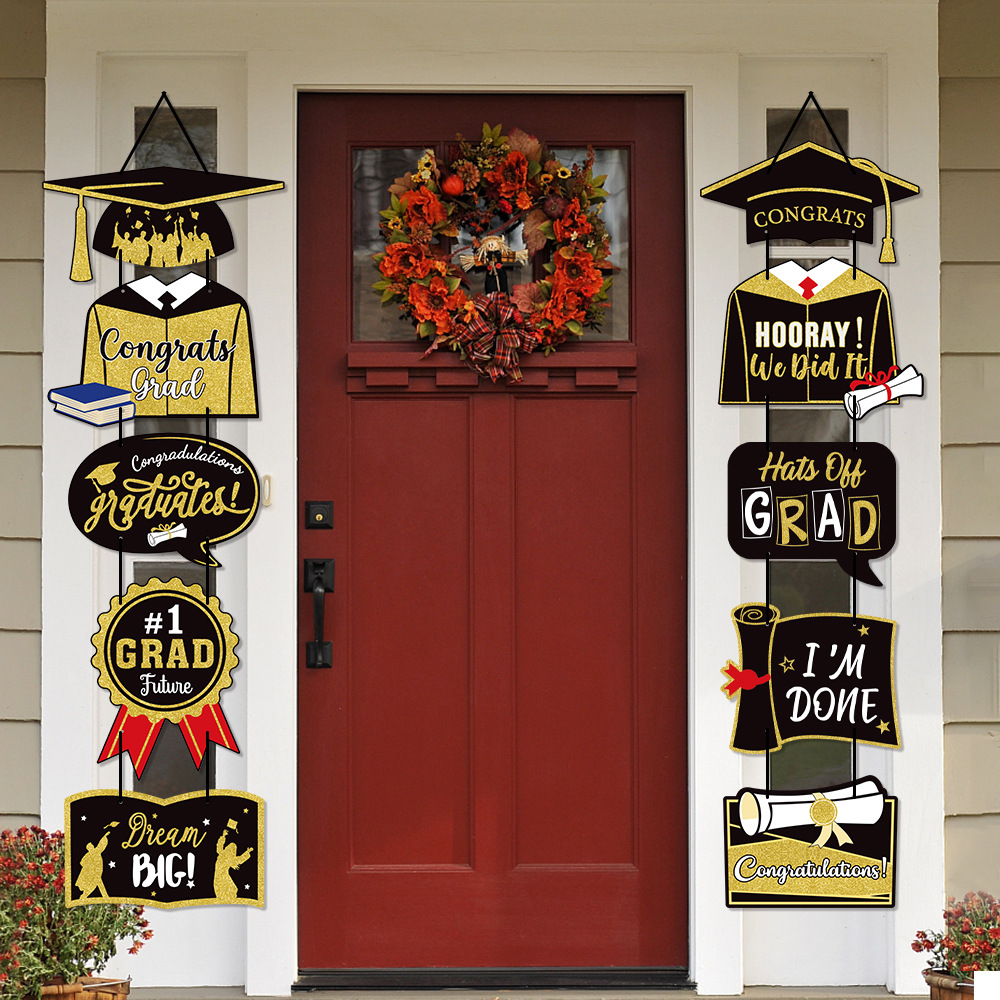2024 temporada de graduación fiesta decoración puerta colgante ceremonia de graduación diseño accesorios decoración de la puerta Grad colgando banner