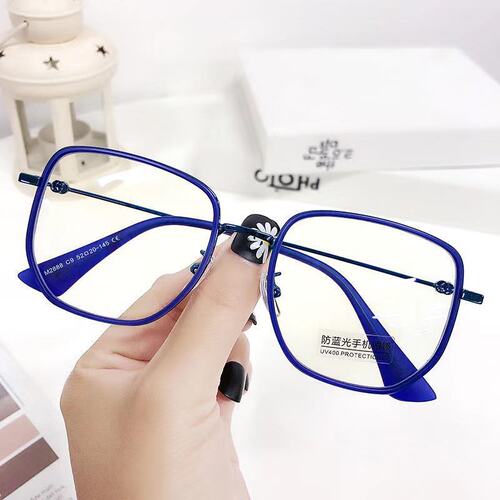 Anti-blue light flat mirror  new trendy street style metal glasses for men and women, Internet celebrities can be equipped with myopia glasses frames