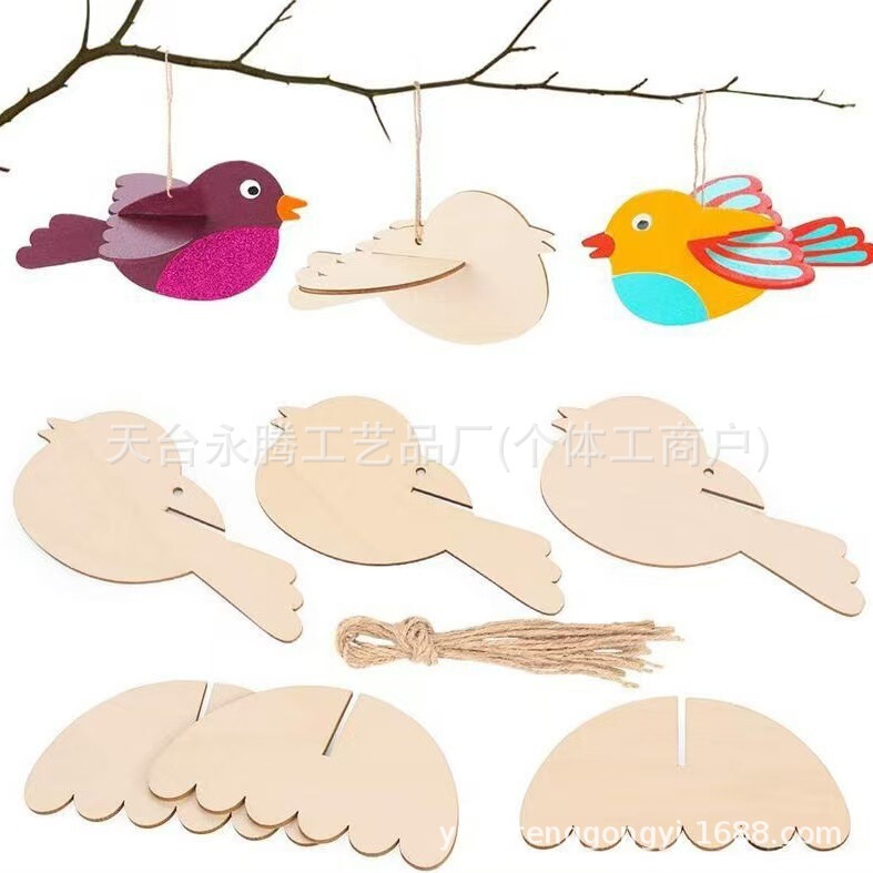 Cross-Border Wooden Crafts 3D Wooden Bird Easter Decoration Pendant Kidsren's Teaching Aids Handmade DIY Production Cross-Border Wooden Crafts 3D Wooden Bird Easter Decoration Pendant Kidsren's Teaching Aids Handmade DIY Production