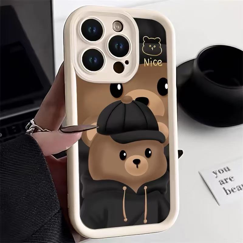 Lindo oso marrón para iPhone 16pro funda para teléfono móvil Apple 15/14 Europa y América 13promax nuevo 12