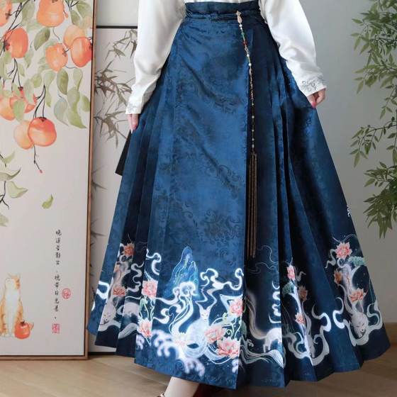 Autumn 2023 New Arrival Hanfu Adult Pleated Skirt Long Skirt Modified Horse-faced Skirt Daily National Style Skirt Women's Suit