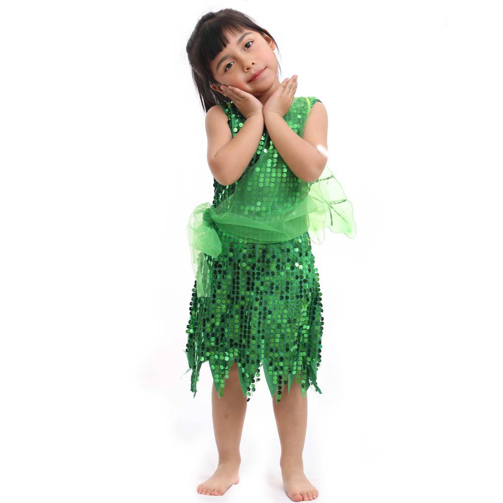 外贸新款万圣节儿童cos演出服节日表演服 绿色公主裙蝴蝶翅膀套装