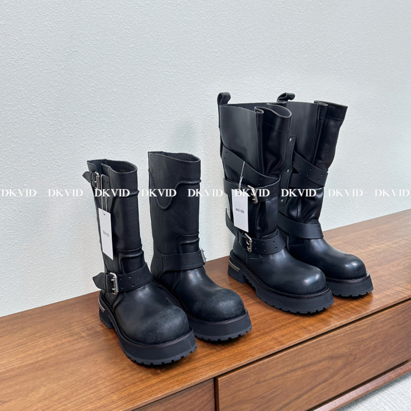 Vintage Distressed Venom Platform Martin Boots for Women 2025 New Dark Knight Boots Retro Mid-Calf Large-Toe Motorcycle Boots