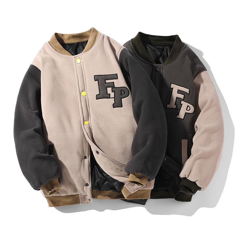 Comercio exterior transfronterizo mayorista 2024 invierno nuevo estilo japonés fondo blanco azulejo gran chaqueta de béisbol M - 5X