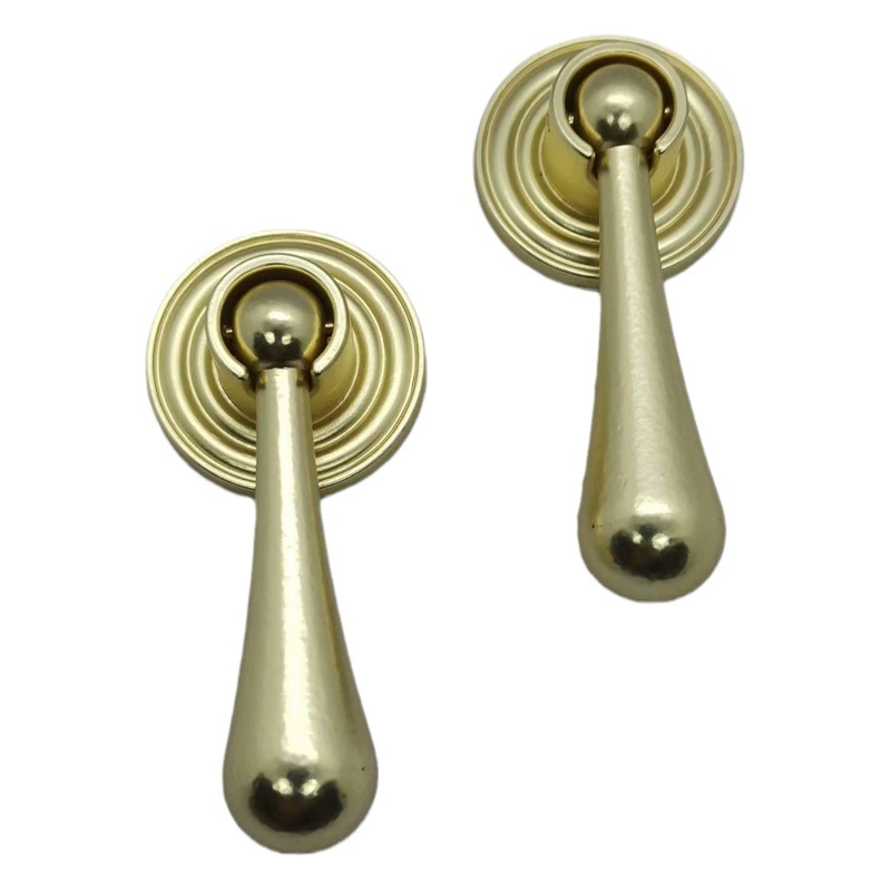 Оптовая продажа: новая фурнитура для шкафов и ящиков в китайском стиле — латунные ручки-капли для мебели, одинарные, французский дизайн.