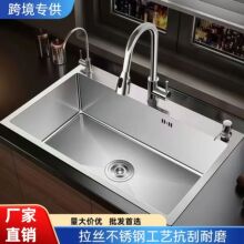 台面不锈钢手工加厚单槽水槽抗菌防油商务厨房水槽洗碗洗菜盆拉丝