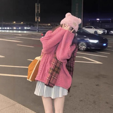 粉色奶呼呼软糯毛衣厚款女冬季2024新款高级感慵懒风宽松气质上衣